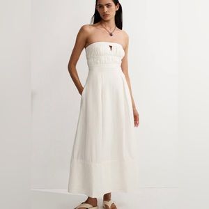 Shona Joy AKUA STRAPLESS BUSTIER MIDI DRESS - COCONUT